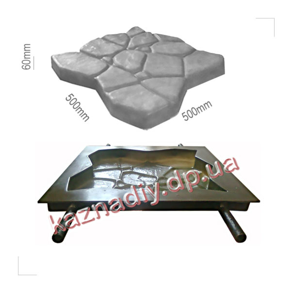 Форма для тротуарной плитки, камень паз, 500х60мм
